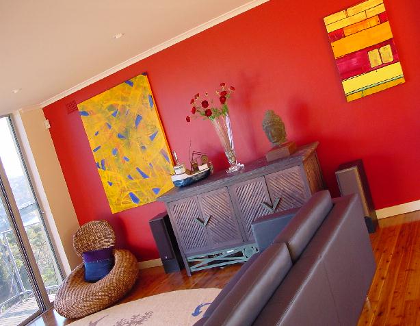 red living room